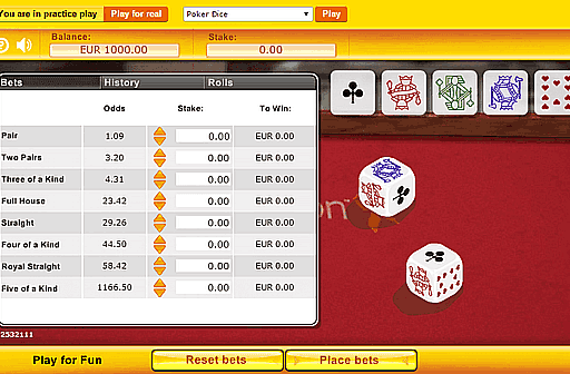 Play Poker Dice